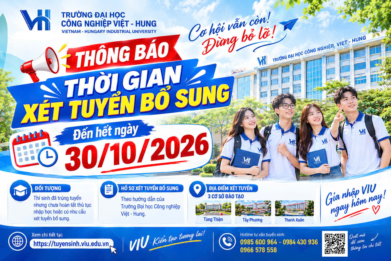THÔNG BÁO XÉT TUYỂN ĐỢT 2 - BỔ SUNG ĐẠI HỌC CHÍNH QUY K50